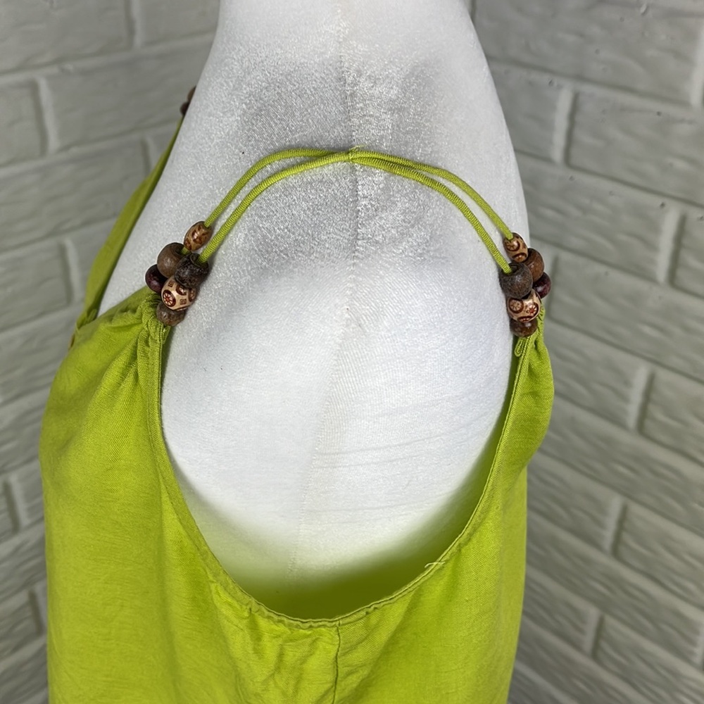 FOR THE REPUBLIC LINEN RAYON TANK TOP TUNIC WITH BEADS LIME GREEN SIZE MEDIUM - Picture 5 of 11